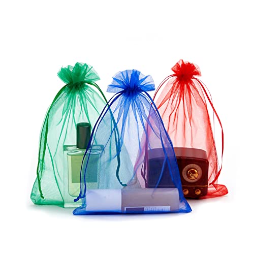 LOOKSGO 50 Pcs 6x9 Inches Wedding Party Favor Gift Bag Drawstring Organza Bags 10 Color Mix