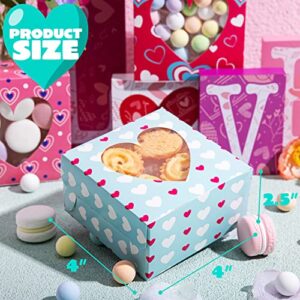 JOYIN 24pcs Valentine’s Day Bakery Treat Boxes Valentines Cup Cake Cookie Cardboard Boxes with with Heart PVC Window for Holiday Pastries,Wedding,Doughnut, Cookie, Cupcakes, Brownies, Truffles Gift Giving