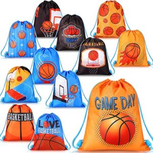 12 pieces basketball party favor sports drawstring present bags travel basketball goodie bags 12 styles backpack basketball candy bags gym drawstring bags for party gym workout supplies