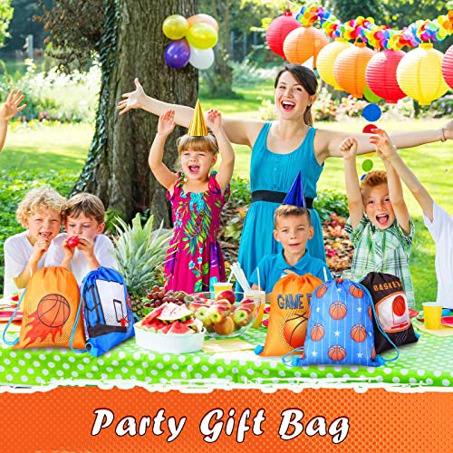 12 Pieces Basketball Party Favor Sports Drawstring Present Bags Travel Basketball Goodie Bags 12 Styles Backpack Basketball Candy Bags Gym Drawstring Bags for Party Gym Workout Supplies