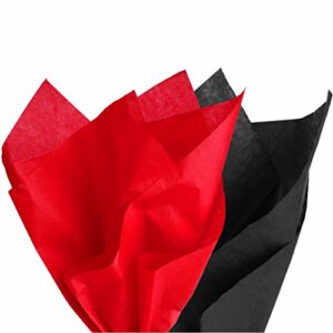 pmland premium quality gift wrapping paper – black and red – 20 inches x 26 inches 60 sheets