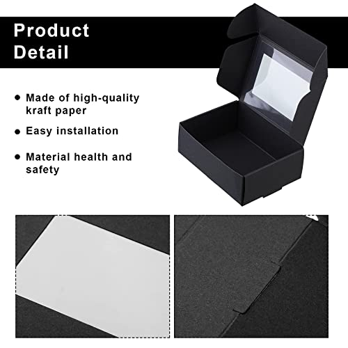 Zonon 30 Pieces Mini Kraft Paper Box with Clear Window Craft Cardboard Present Box Present Packaging Box for Favor Treat Bakery Candy, 3.34x2.36x1.18 Inch (Pack of 30)