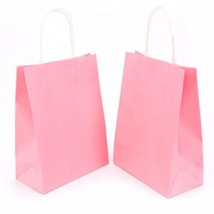 yadian 12 pieces kraft paper party favor gift bags with handle, pink gift bags small size for halloween, christmas, birthday, wedding and party celebrations