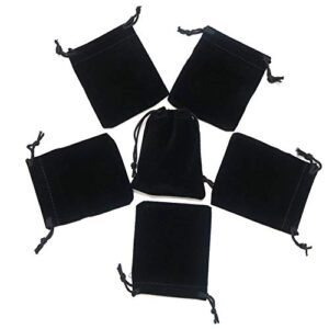 hrx package little velvet drawstring pouches, 20pcs black velvet cloth bags for jewelry small gift (3×4 inches)