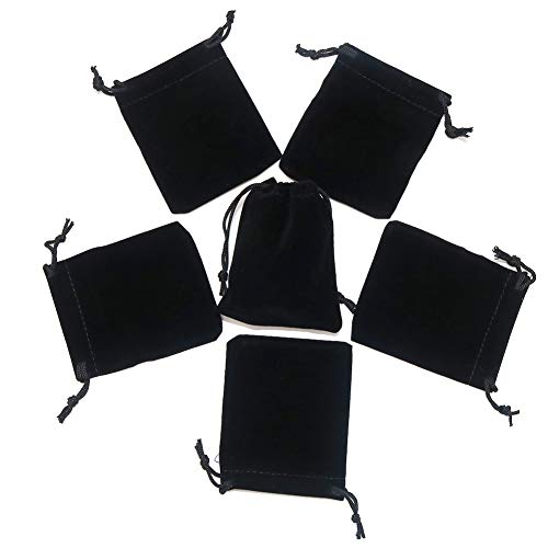 HRX Package Little Velvet Drawstring Pouches, 20pcs Black Velvet Cloth Bags for Jewelry Small Gift (3x4 inches)