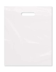 clear plastic bag with handles 12″x15″ clear frosted die cut plastic bags with handles 100 pack for merchandise, retail, gifts, trade show and more (12″x15″)