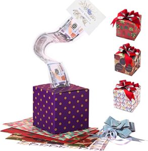 jsupmkj money box for cash gift pull, money roll gift box, diy gift box with wrapping paper, money pull gift box for birthday/christmas/valentine’s day