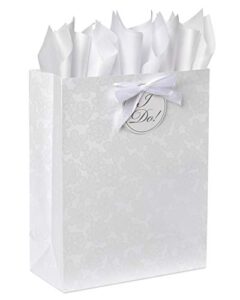 american greetings 15.5″ extra large gift bag with tissue paper (white lace) for weddings, bridal showers and bachelorette parties (1 bag, 6 sheets)