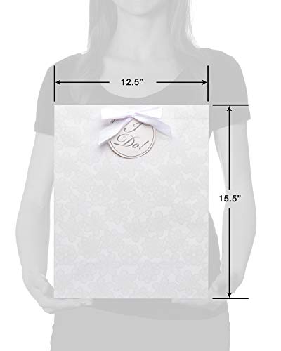 American Greetings 15.5" Extra Large Gift Bag with Tissue Paper (White Lace) for Weddings, Bridal Showers and Bachelorette Parties (1 Bag, 6 Sheets)