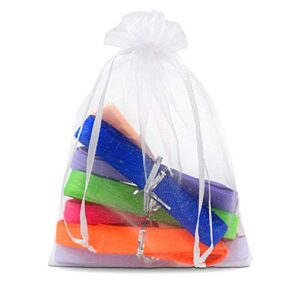 organza bags – 50 pack 5×7 inch small sheer drawstring pouches, mini white sachet mesh cloth bags in bulk for business, party favor gifts, jewelry, soap, lip gloss, weddings, candy, treats