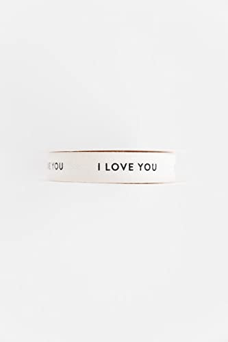 Sisterly Market I Love You, Cotton Herringbone Custom Ribbon Natural 10 Yards, 58