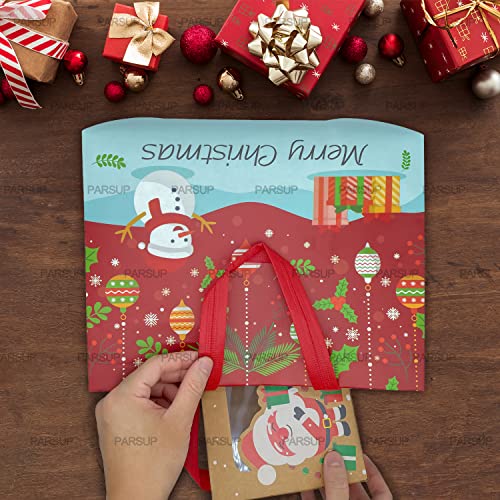 PARSUP 8PCS Christmas Gift Bags,Christmas Tote Bags with Handles, Christmas Treat Bags, Multifunctional Non-Woven Christmas Bags for Gifts Wrapping Shopping, Xmas Party Supplies, 12.8"×9.8"×6.7"