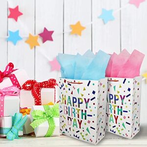 2 Pack 16.5" Extra Large Gift Bags with Tissue Paper for Birthday Party(White)