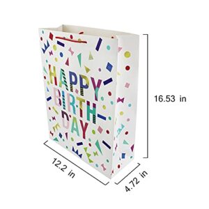 2 Pack 16.5" Extra Large Gift Bags with Tissue Paper for Birthday Party(White)