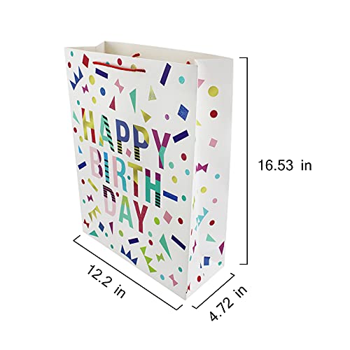 2 Pack 16.5" Extra Large Gift Bags with Tissue Paper for Birthday Party(White)