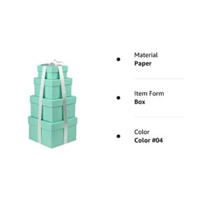 Square Gift Boxes with Lids Set of 4 Teal Green Gift Box Assorted Sizes Nesting Gift Boxes for Presents Birthday Bridesmaid Wedding Valentines Christmas Party Favor Boxes