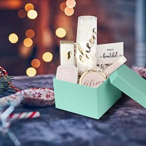 Square Gift Boxes with Lids Set of 4 Teal Green Gift Box Assorted Sizes Nesting Gift Boxes for Presents Birthday Bridesmaid Wedding Valentines Christmas Party Favor Boxes