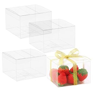 lemeoso 30pcs clear favor boxes 4 x 4 x 2.5 inch transparent plastic boxes for packaging party favors treats candy macaron strawberries