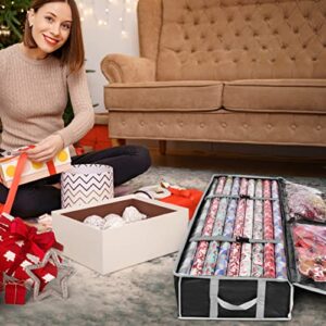 ProPik Wrapping Paper Storage Containers | Gift Wrap Organizer Under Bed 41”x14”x6” Fits 18-24 Rolls Fit Up to 40” Long Roll Wrap Storage Box Holder with Pockets for Ribbon Bows & Accessories (Black)