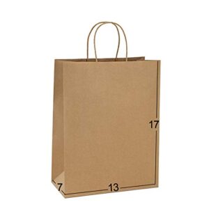 bagdream paper bags 25pcs 13x7x17 gift bags, party bags, shopping bags, retail bags, merchandise bags, recycled kraft paper bags with handles bulk brown
