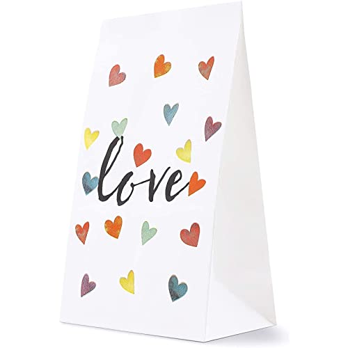 Rainbow Heart Valentine Party Favor Bags for Kids Classroom Exchange (36 Pack)