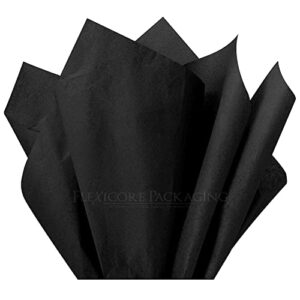 Flexicore Packaging Black Gift Wrap Tissue Paper | Size: 15 Inch X 20 Inch | Count: 10 Sheets | Color: Black