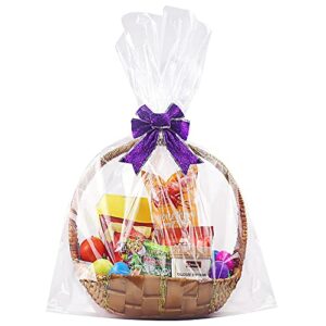 Yotelab Large Jumbo Cellophane Bags for Gift Basket, 32x42 Inches 10Pcs Huge Clear Basket Bags