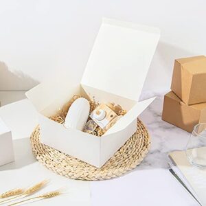 Eupako White Gift Boxes 8x8x4 10 Pack, Kraft Paper Gift Boxes with Lids for Bridesmaid Proposal Gifts, Wedding, Birthday, Crafting, Graduation, Holiday, Christmas