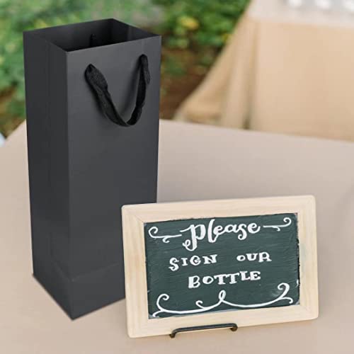 Aimyoo Black Wine Bottle Bags 4x4x14 inch, 10 Pack Large Kraft Paper Gift Bags with Handles Bulk