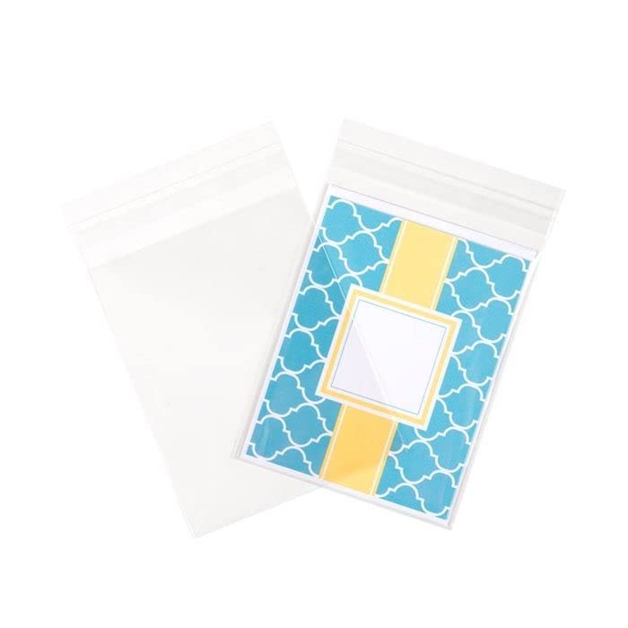 ClearBags 4 5/8 x 5 3/4 Clear Cello Bags 100 Pack | Resealable Adhesive on Flap, Not Bag | Great for A2 Cards, 5.5 Bar Envelopes, Art, Cookies, Stationary, Crafts, Favors | B54A