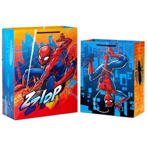 hallmark marvel spider-man gift bags (2 bags: 1 large 13″, 1 extra large 15″) for birthdays, halloween, christmas, kids parties