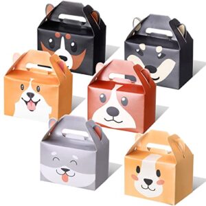 24 pcs dog party favors boxes puppy treat boxes dog print candy party favor boxes for kids birthday foldable gift boxes, goodie boxes for wedding baby shower decoration dog party supplies