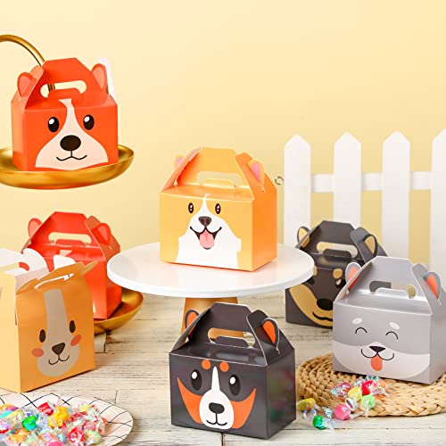 24 Pcs Dog Party Favors Boxes Puppy Treat Boxes Dog Print Candy Party Favor Boxes for Kids Birthday Foldable Gift Boxes, Goodie Boxes for Wedding Baby Shower Decoration Dog Party Supplies