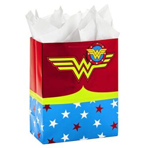 hallmark 13″ large wonder woman gift bag with tissue paper for birthdays, mother’s day, nurses day, graduations, valentines day, teacher appreciation or any occasion