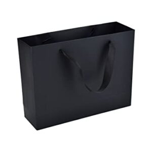 HUAPRINT Black Paper Bags,Shopping bags with Ribbon Handles,20Pcs,10.6x8.3x3.1,Craft Gift Bags for Clothes,Bulk Lunch Bags,Retail Bags,Party Favor Bags,Merchandise Business Bags,Wedding Bags