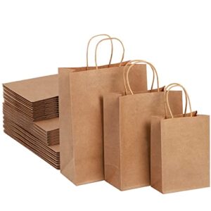 packanewly kraft paper bags with handles, 36 pcs brown – eco-friendly gift bags – mixed sizes: small, medium & large for retail, gift, shopping, wedding, birthday & parties