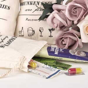 Whaline 20 Pcs Bachelorette Hangover Kit Bags Cotton Gift Bags Muslin Drawstring Party Favors for Wedding Survival Recovery Bachelorette Party and Bridesmaid Gifts (4" x 6")