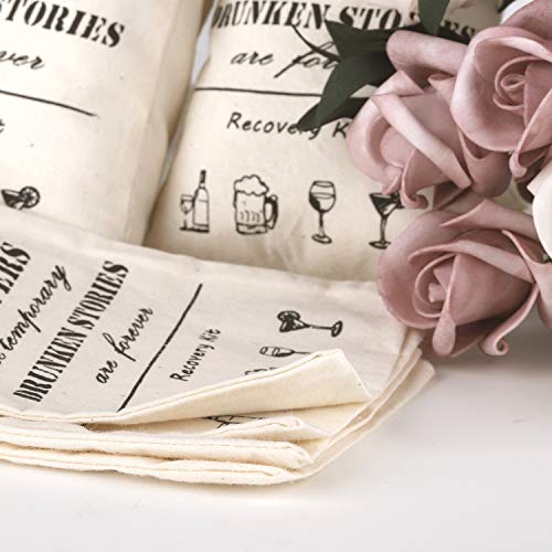 Whaline 20 Pcs Bachelorette Hangover Kit Bags Cotton Gift Bags Muslin Drawstring Party Favors for Wedding Survival Recovery Bachelorette Party and Bridesmaid Gifts (4" x 6")