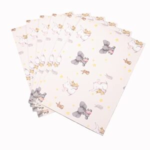 CENTRAL 23 - Elephants and Bunnies Wrapping Paper - 6 Sheet for Gift Wrap for Babies - Baby Shower - Christening - Baptism - Stars - Rabbit - Bunny - Made in the UK