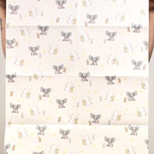 CENTRAL 23 - Elephants and Bunnies Wrapping Paper - 6 Sheet for Gift Wrap for Babies - Baby Shower - Christening - Baptism - Stars - Rabbit - Bunny - Made in the UK