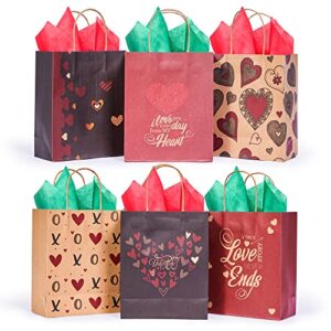 joyin 24 pcs valentine’s day paper gift bags with handle 7.5×9 inch, paper wrapping craft bags for funny gifts novelty gifts valentines day gift giving