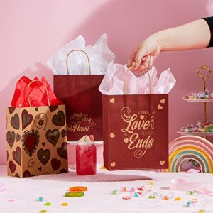 JOYIN 24 Pcs Valentine's Day Paper Gift Bags with Handle 7.5x9 inch, Paper Wrapping Craft Bags for Funny Gifts Novelty Gifts Valentines Day Gift Giving