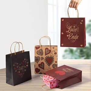 JOYIN 24 Pcs Valentine's Day Paper Gift Bags with Handle 7.5x9 inch, Paper Wrapping Craft Bags for Funny Gifts Novelty Gifts Valentines Day Gift Giving