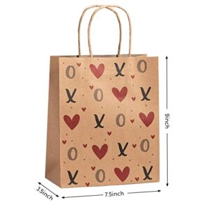 JOYIN 24 Pcs Valentine's Day Paper Gift Bags with Handle 7.5x9 inch, Paper Wrapping Craft Bags for Funny Gifts Novelty Gifts Valentines Day Gift Giving