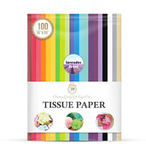 tissue paper for gift wrapping (100 sheets) 20 assorted colors, gift bags, packaging, floral, birthday, holidays, christmas, halloween, and diy crafts 15″ x 20″ inch (lavender scent)