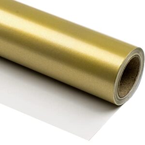 wrapaholic metallic wrapping paper roll – mini roll – 17 inch x 33 feet – gold pearlized paper for birthday, holiday, wedding, baby shower