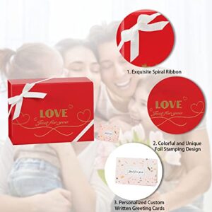 CHARMGIFTBOX Large Gift Box with Lids for Presents, 8.7x6.7x4 Inches Collapsible Red Gift Boxes with Magnetic Closure Ribbon and Card for Valentine's Day Birthday Bridesmaid Boxes