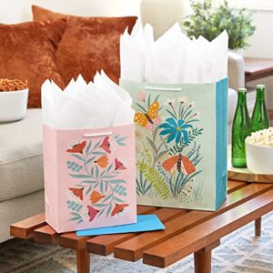 Hallmark Spring Gift Bags in Assorted Sizes (8 Bags: 4 Medium 9", 4 Large 13") Florals, Lemons, Teal, Pink and Yellow for Birthdays, Mother's Day, Easter, Bridal Showers