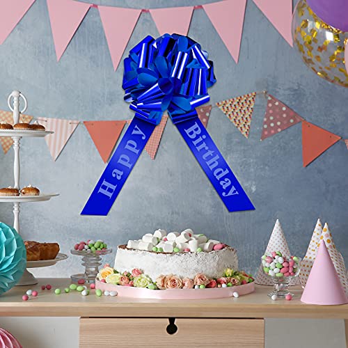 Happy Birthday Car Bow Big Car Ribbon Bow Large Gift Wrapping Bow Giant Bow for Car Decorative Huge Pull Bow for Christmas Party Birthday Car Decoration (Royal Blue,20 Inches)