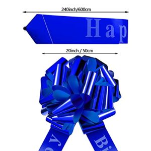 Happy Birthday Car Bow Big Car Ribbon Bow Large Gift Wrapping Bow Giant Bow for Car Decorative Huge Pull Bow for Christmas Party Birthday Car Decoration (Royal Blue,20 Inches)